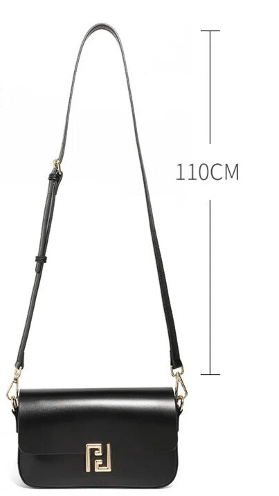 Classic leather shoulder bag with flap pocket for wome