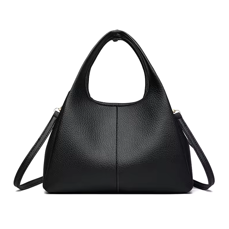 Evelyne Classic – Versatile Leather Crossbody Tote Bag Black - Elegantia
