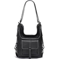 VersaLuxe Black Leather Shoulder Bag – Large-Capacity Convertible Handbag