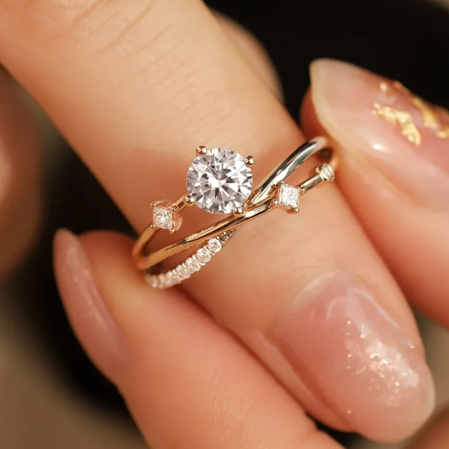 Brilliant cut moissanite engagement style ring