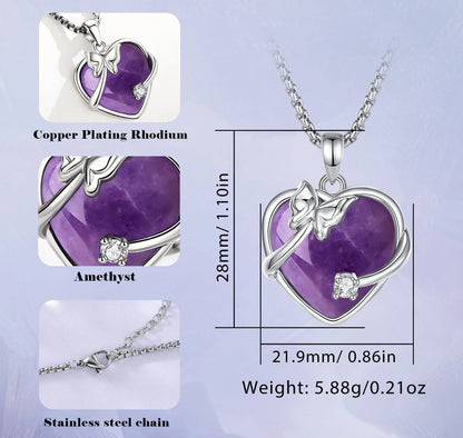 Handmade Amethyst Heart Pendant – Symbol of Love and Calm