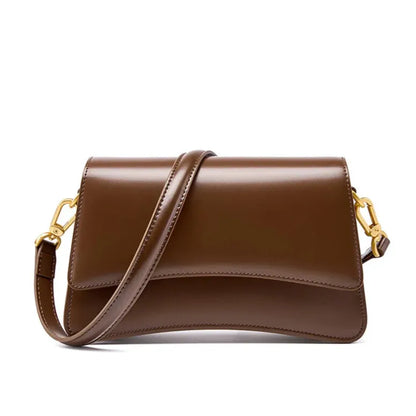 brown leather baguette bag women