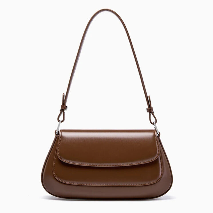 Genuine leather shoulder bag crossbody bag brown