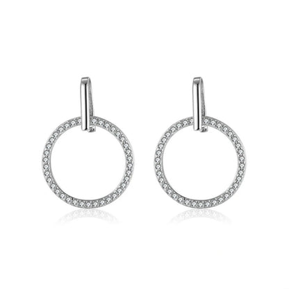 silver zircon hoop earrings for women