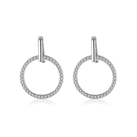 silver zircon hoop earrings for women