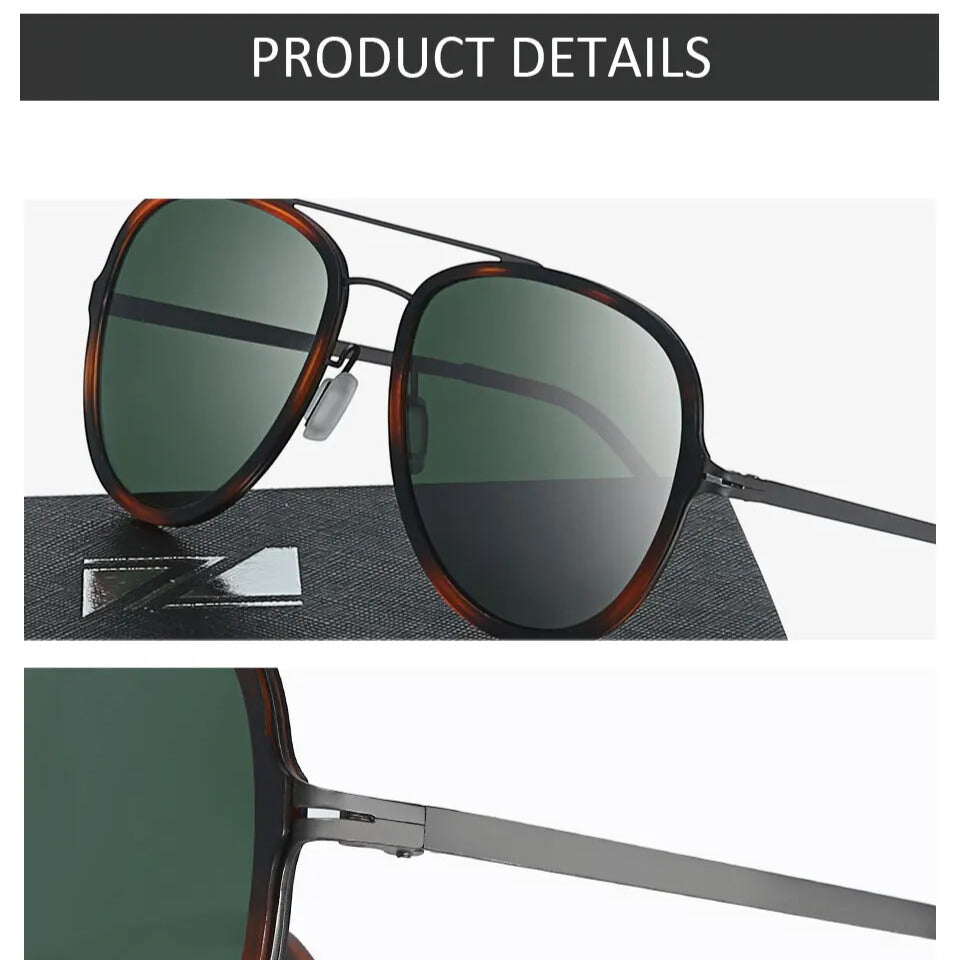 detail Pilot style polarised TAC lens sunglasses with double bridge