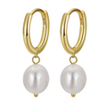 Classic Pearl Drop Earrings – 925 Sterling Silver In Gold Plated