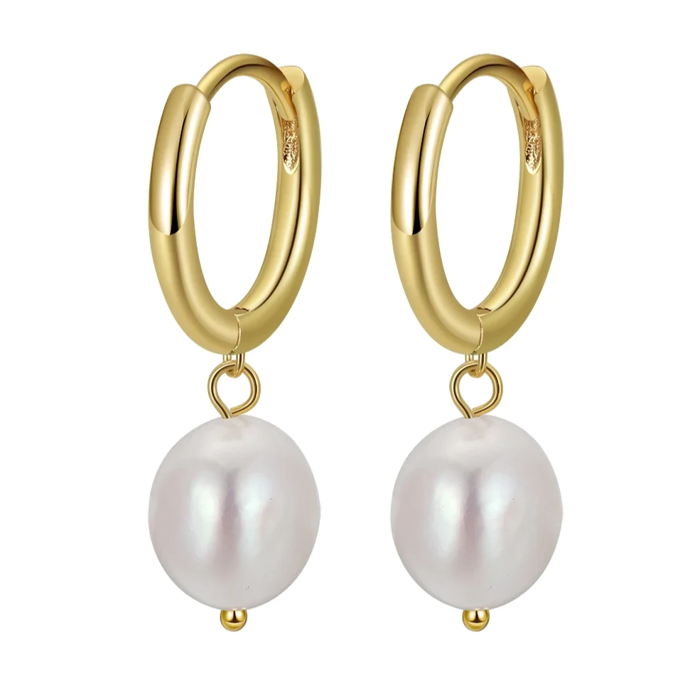 classic silver pearl drop earrings