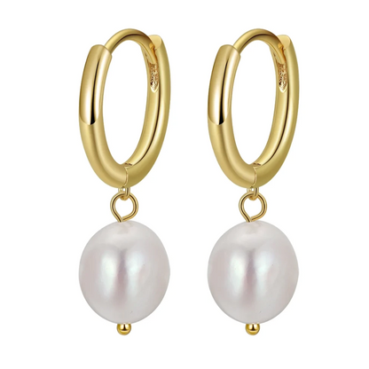 classic silver pearl drop earrings