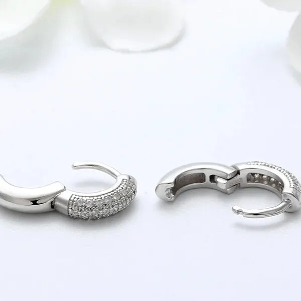 classic silver earrings with cubic zirconia stones