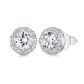 Sparkling Round Zircon Stud Earrings – 925 Sterling Silver