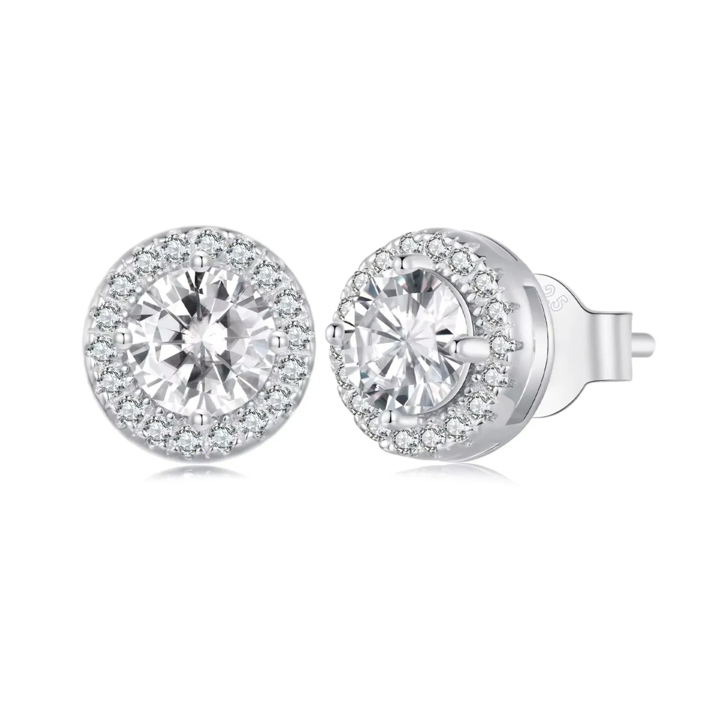 sparkling round zircon stud earrings 925 sterling silver elegantia