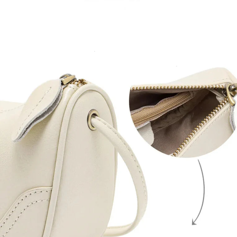VintageCharm Leather Phone Mini Bag — front view, genuine leather