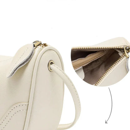 VintageCharm Leather Phone Mini Bag — front view, genuine leather