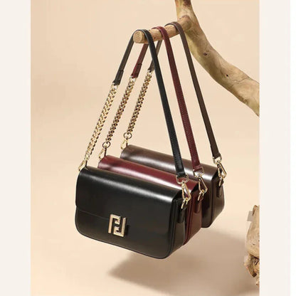 Women’s leather crossbody — worn on the shoulder and crossbody, office to evening
