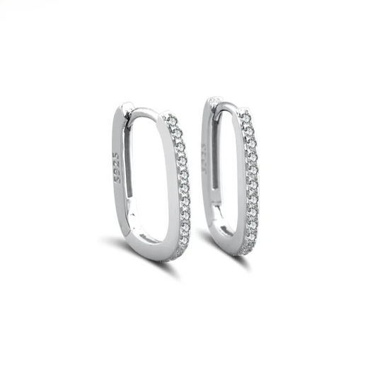 clear cubic zirconia hoop earrings sterling silver elegantia