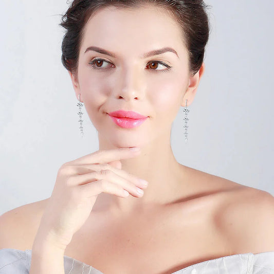 crystal drop earrings in 925 sterling silver