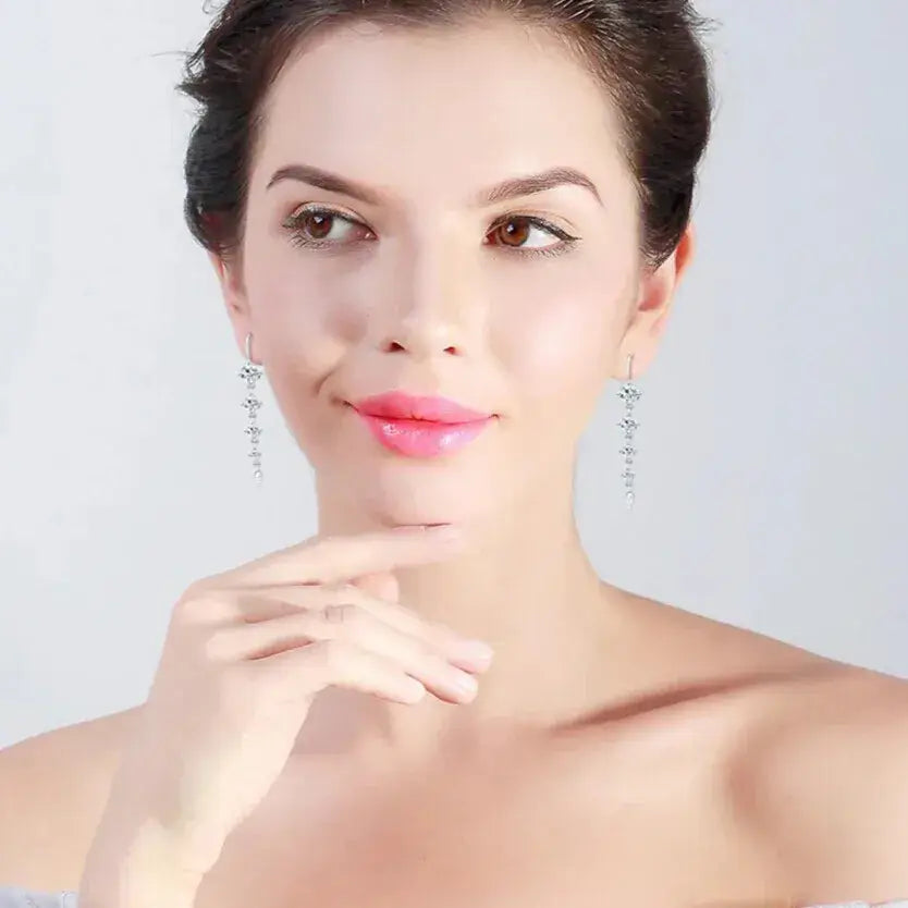 crystal drop earrings in 925 sterling silver