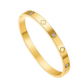 Shiny Clover Zircon Bracelet for Women – Stainless Steel Love Bangle