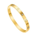 Gold Clover Zircon Bangle – Stainless Steel Bracelet