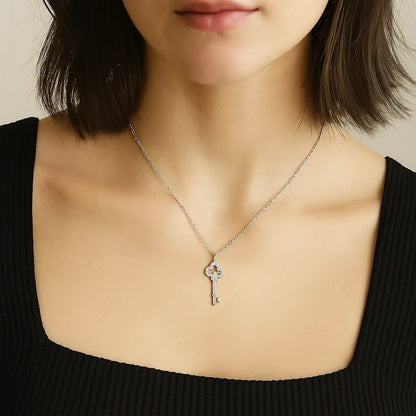 sterling silver clover key pendant necklace