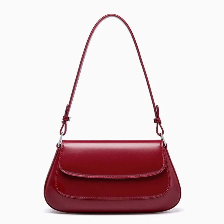 Genuine leather shoulder bag crossbody bag winw red