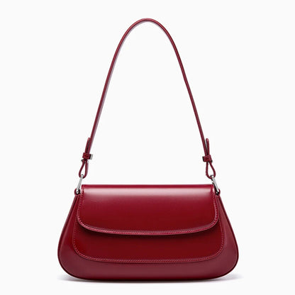 Genuine leather shoulder bag crossbody bag winw red