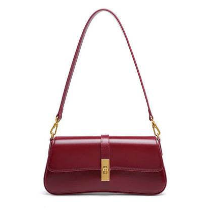 wine red leather crossbody should bag for woman 