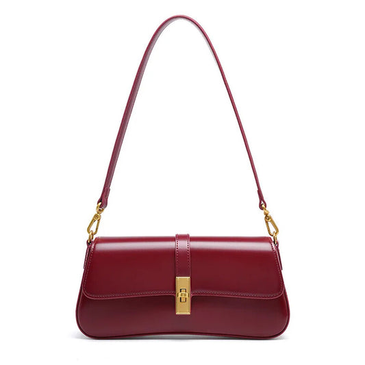 wine red leather crossbody should bag for woman 