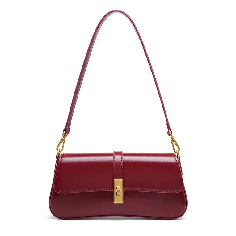 elise charming wine red leather crossbody tote bag