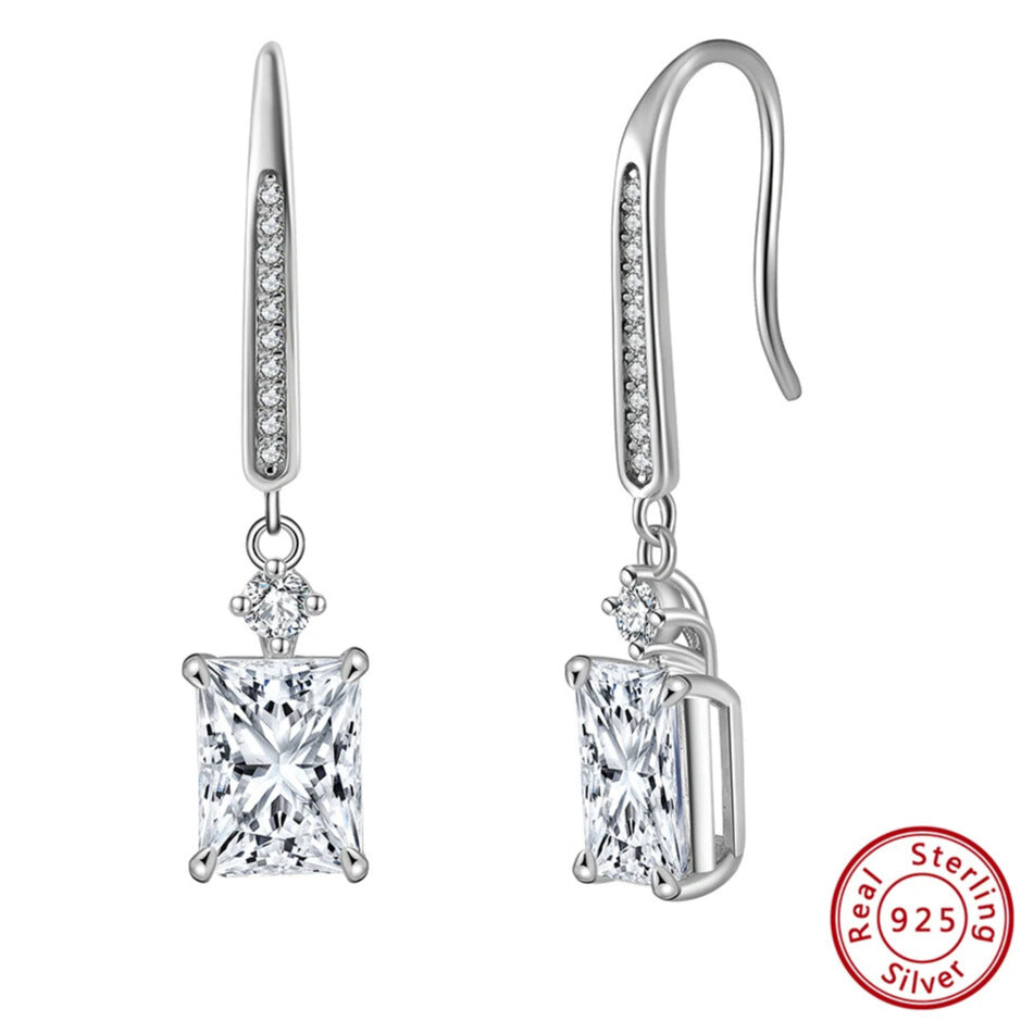 elegant sterling silver cubic zirconia drop earrings