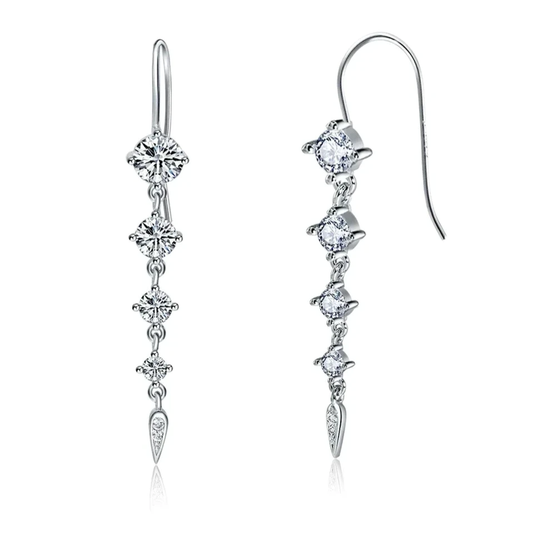 sterling silver cubic zirconia drop earrings elegantia