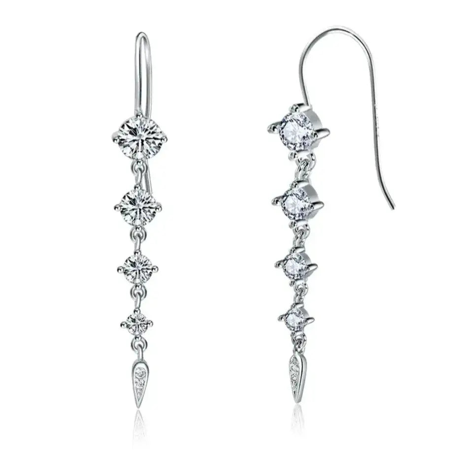 sterling silver cubic zirconia drop earrings elegantia