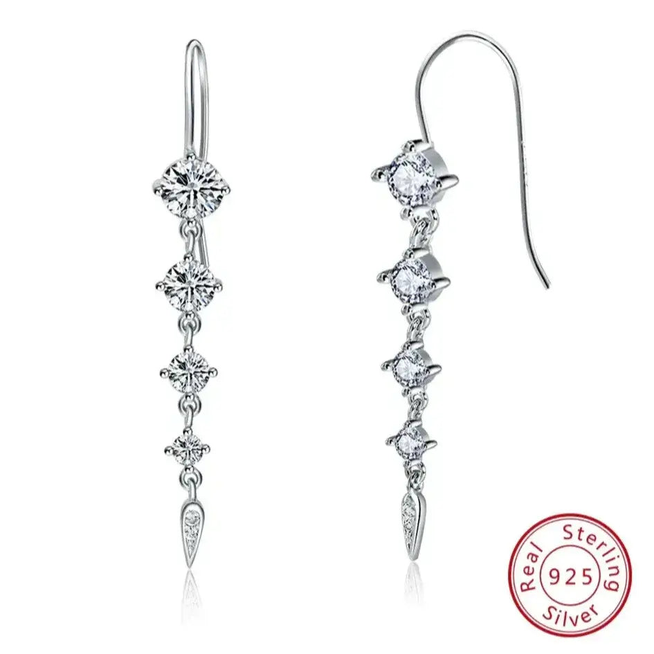 925 sterling silver cubic zirconia earrings modern drop design for daily wear and parties