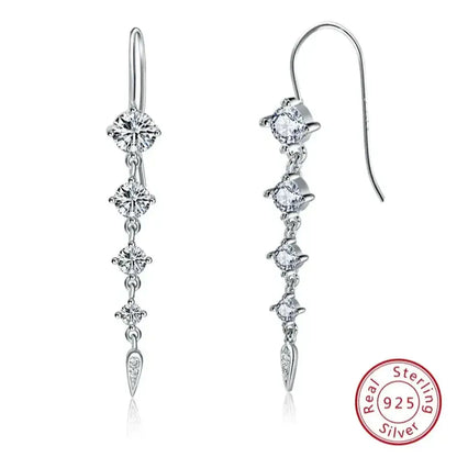 925 sterling silver cubic zirconia earrings modern drop design for daily wear and parties