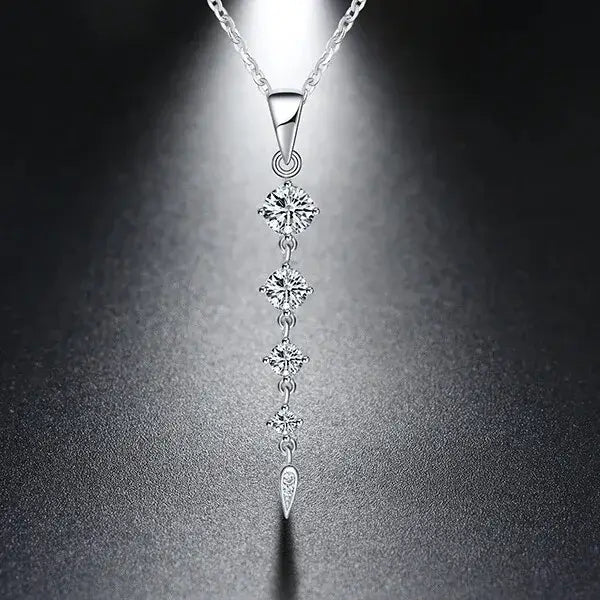 Minimalist sterling silver necklace with 48 mm crystal pendant