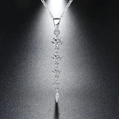 Minimalist sterling silver necklace with 48 mm crystal pendant
