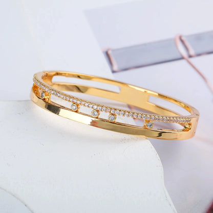 elegant gold slider bracelet featuring brilliant cubic zirconia stones