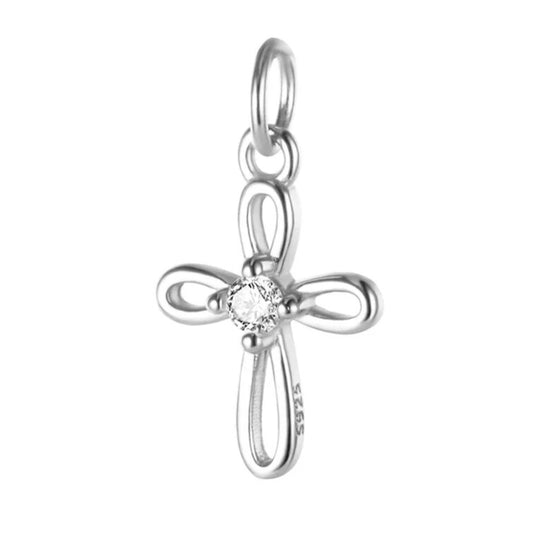 925 sterling silver hollow cross CZ pendant elegantia