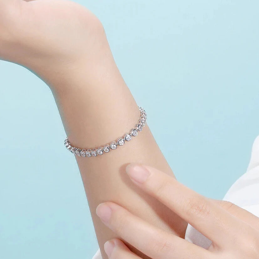 polished sterling silver cubic zirconia bracelet