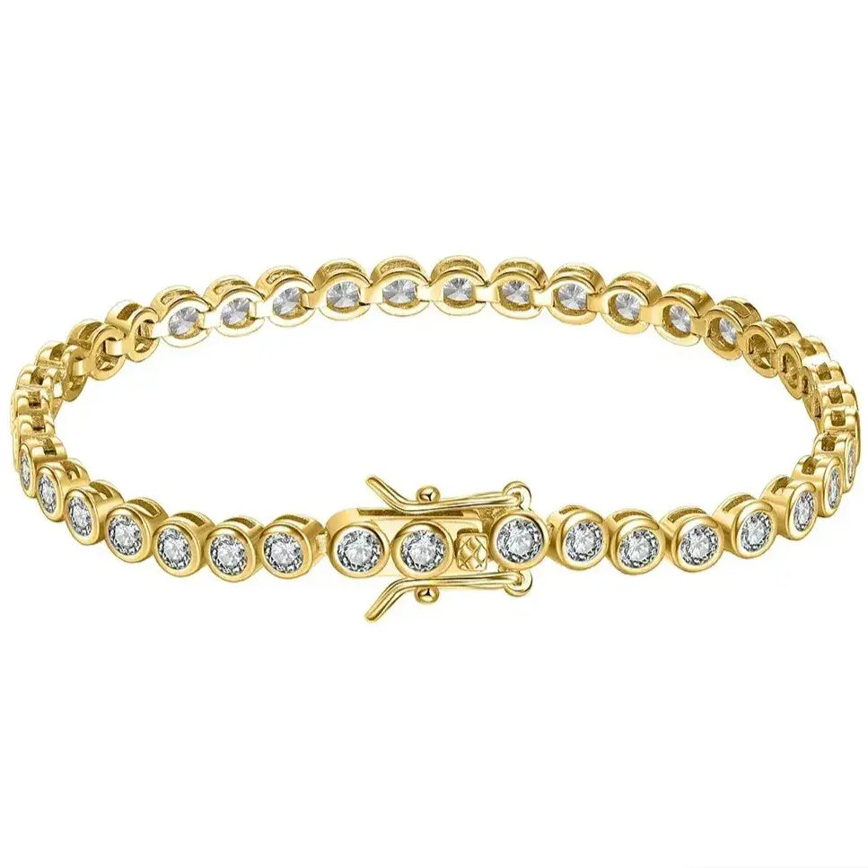 14K gold-plated tennis bracelet with 3 mm cubic zirconia stones – Elegantia