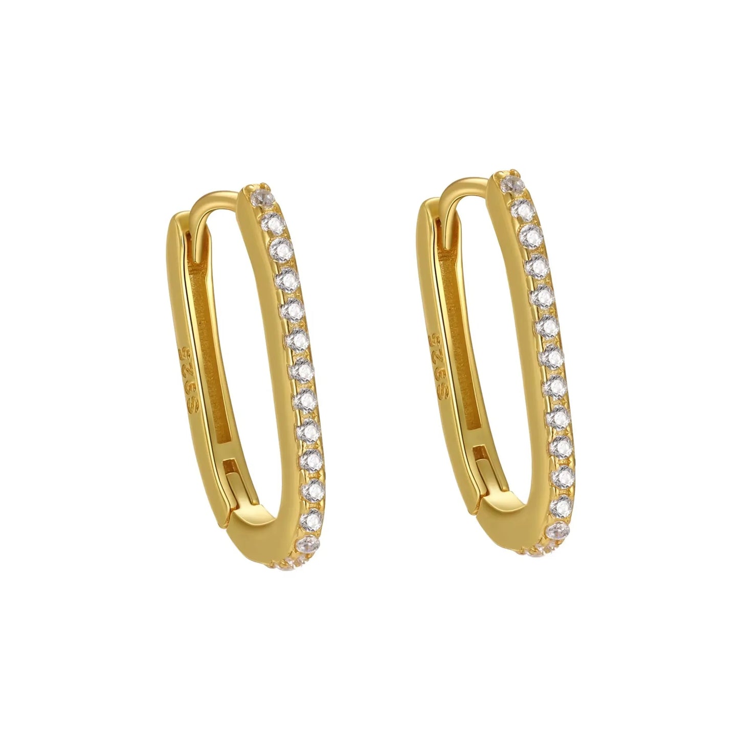 gold-plated pavé hoop earrings close-up