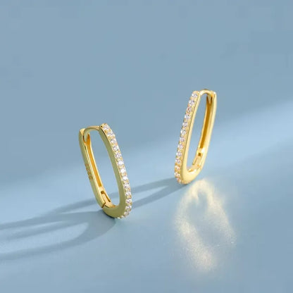minimalist gold pavé hoops side angle