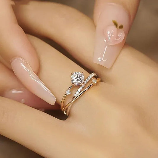 Gold moissanite solitaire ring for weddings