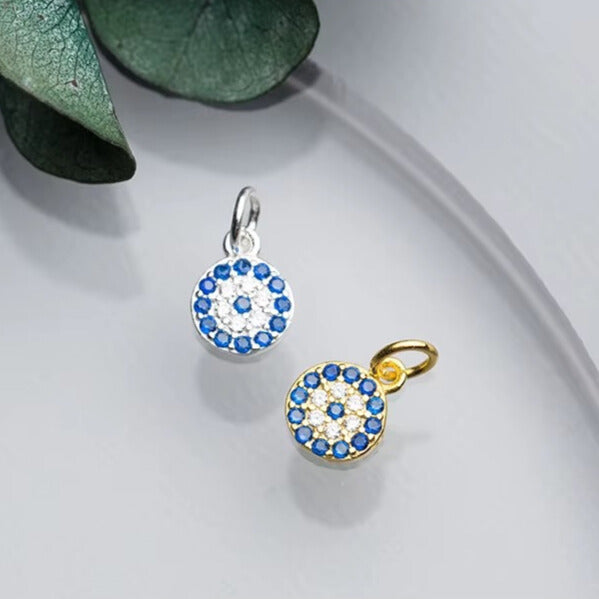 925 silver evil eye pendant — slide bail detail