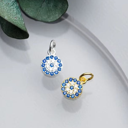 925 silver evil eye pendant — slide bail detail