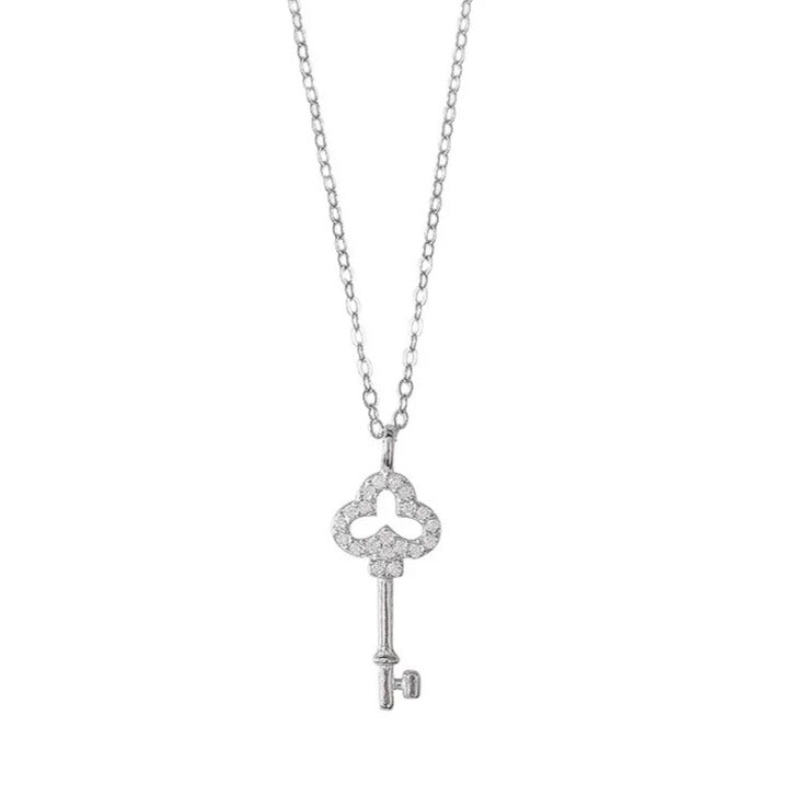 sterling silver clover key pendant necklace for women elegantia