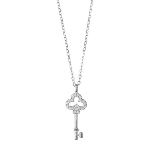 sterling silver clover key pendant necklace for women elegantia