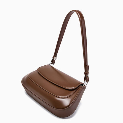 French style leather handbag crossbody bag brown