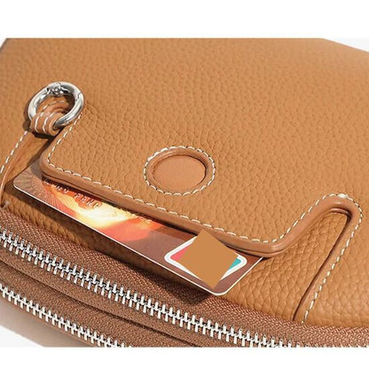 Classic vintage mini leather handbag elegant design brown